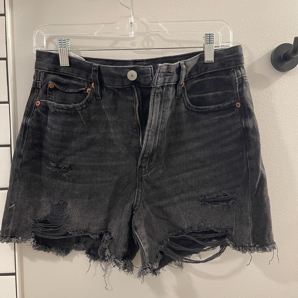 American Eagle Outfitters Black Ripped Jean Shorts